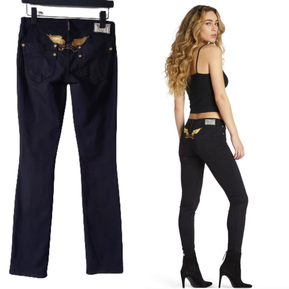 Women's Black Jeans with Gold Detail